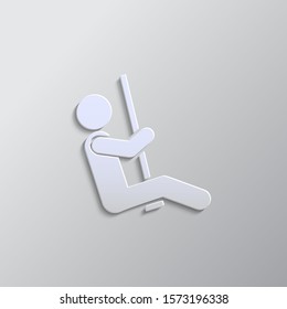 Swings, man paper style, vector icon. Grey color vector background