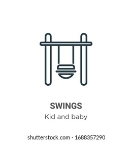 Swings outline vector icon. Thin line black swings icon, flat vector simple element illustration from editable kid and baby concept isolated stroke on white background