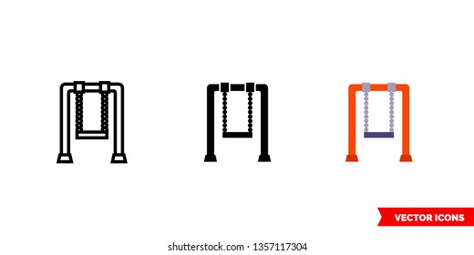 Swingset icon of 3 types: color, black and white, outline. Isolated vector sign symbol.