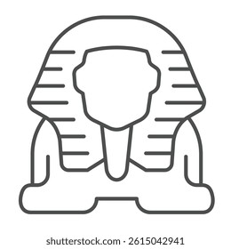 Swinx statue thin line icon, egyptian history concept. Vector graphics. Stone monument, culture sign on white background, outline style icon for mobile or web design