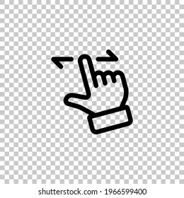 Accionar rápidamente con el dedo, icono simple. Símbolo lineal modificable negro sobre fondo transparente