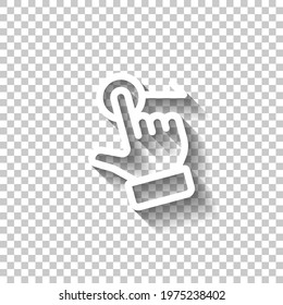 Swipe action by finger, simple icon. White linear icon with editable stroke and shadow on transparent background