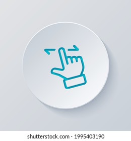 Swipe action by finger, simple icon. Cut circle with gray and blue layers. Paper style