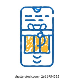 swipe app for get gift doodle icon sketch vector. swipe app for get gift sign. isolated symbol illustration
