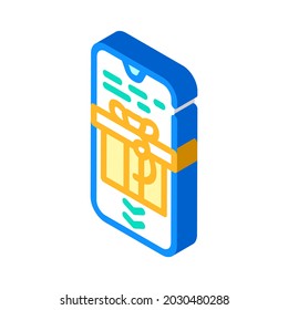 swipe app para obtener regalo vector de icono isométrico. swipe app para obtener la señal de regalo. ilustración de símbolo aislado