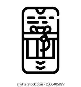 swipe app for get gift line icon vector. swipe app for get gift sign. isolated contour symbol black illustration