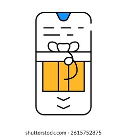 swipe app for get gift line icon vector. swipe app for get gift sign. isolated symbol illustration