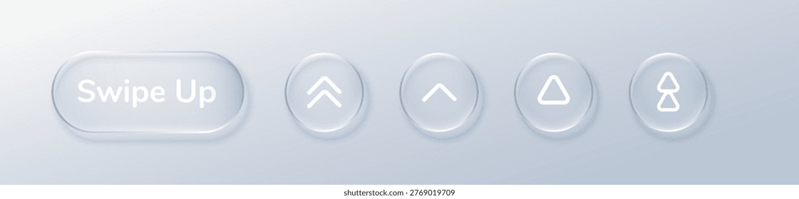 Swipe up arrow button with glass effect. Glass arrow button for swipe navigation. 