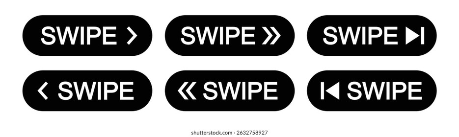 Swipe arrow button set icon, vector illustration