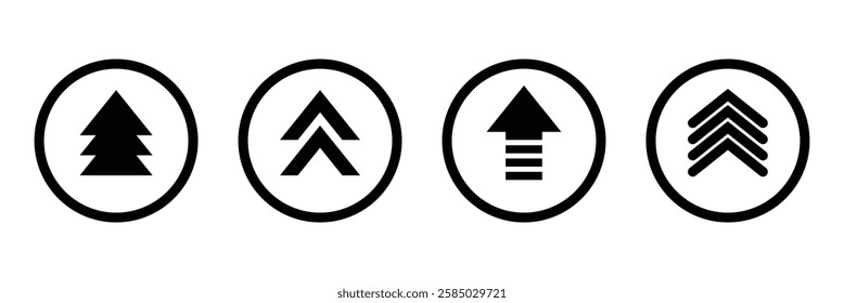 Swipe up arrow icon set. Swipe up buttons. Black arrows, buttons and web icons. Scroll or swipe up icons.