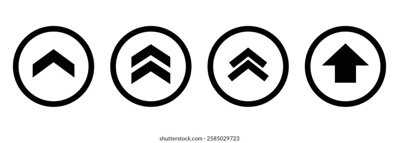 Swipe up arrow icon set. Swipe up buttons. Black arrows, buttons and web icons. Scroll or swipe up icons.
