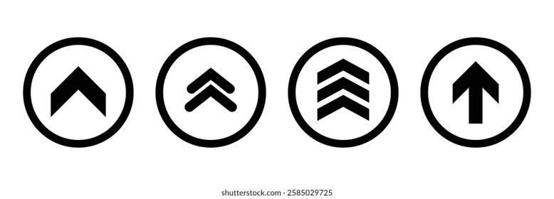 Swipe up arrow icon set. Swipe up buttons. Black arrows, buttons and web icons. Scroll or swipe up icons.