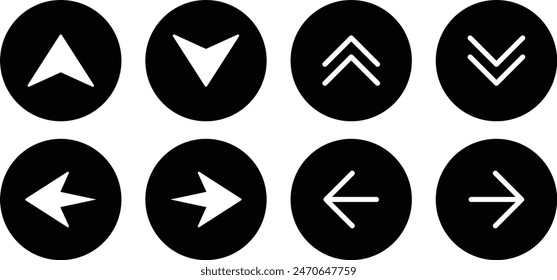 Swipe up arrow icon set. Up  Down and left right Arrows sign on white background. 