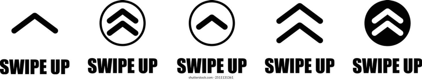 Swipe up arrow icons, symbol. Editable Stroke. Vector illustration