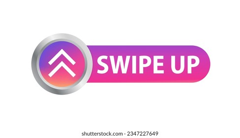 Swipe up arrows up colorful gradient buttons. Swipe up. Social media concept. Arrow up buttons on gradient background for social media stories. Icons for advertising and marketing. Vector illustration