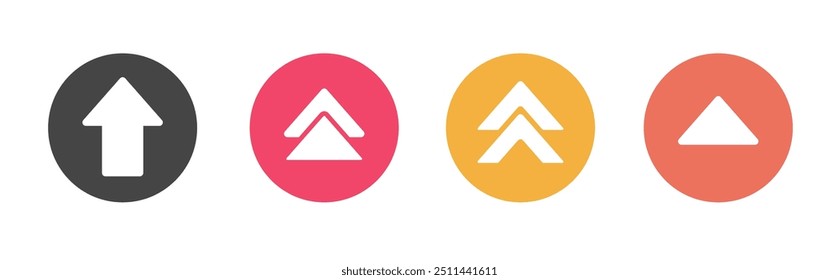 Swipe up arrows icon vector button set simple graphic illustration, direction interface ui element silhouette yellow red black peach color, slide up image clip art  