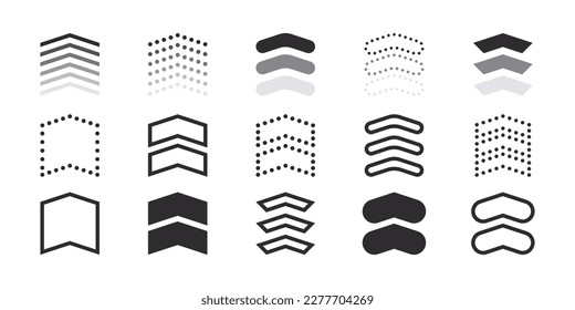 Sube los iconos de las flechas. Símbolos del botón de flecha arriba. Desplazamiento de iconos de diapositiva. Gráficos escalables para vectores
