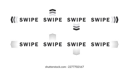 Swipe arrows icons. Swipe button symbols. Scrolling slide icons. Vector scalable graphics