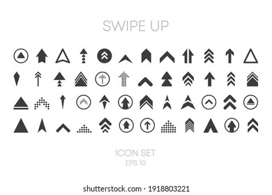 Swipe Up big collection icons of different style on white background. Vector illustration.