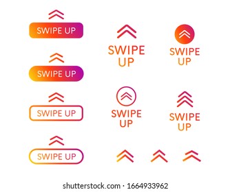 Swipe up button collection. Vector social media ui concept. Scroll banner sign.