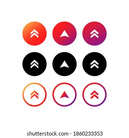 Swipe up button icon set. Social media concept. Scroll pictogram. Arrow up logo. Vector illustration. EPS 10