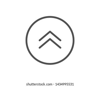 Swipe up button line icon. Scrolling arrow sign. Landing page scroll symbol. Quality design element. Linear style swipe up icon. Editable stroke. Vector