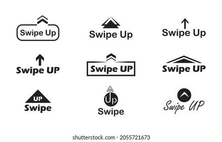 Swipe up button set. Arrow up buttons for social media stories. Scroll or swipe up for advertising and marketing in social media. Vector illustration.