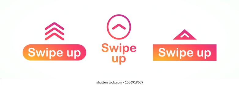 Swipe up button templates colorful gradient. Web element application button ui layouts. Swipe up mockup. Social media Instagram concept. Vector illustration. EPS 10