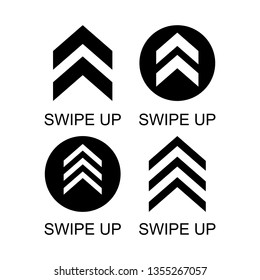 Swipe up buttons icon symbol set. 
Application and social network icons.
