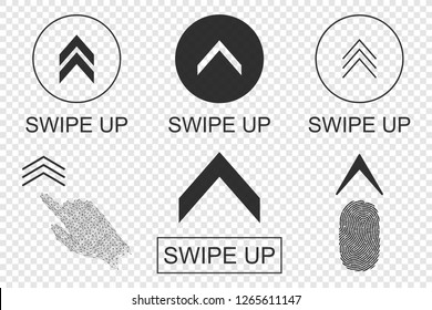 Swipe up buttons set. Application and social network icons. Vector illustration.