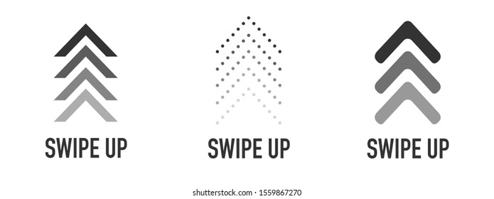 Swipe up buttons set. Application and social network icons. Vector illustration.