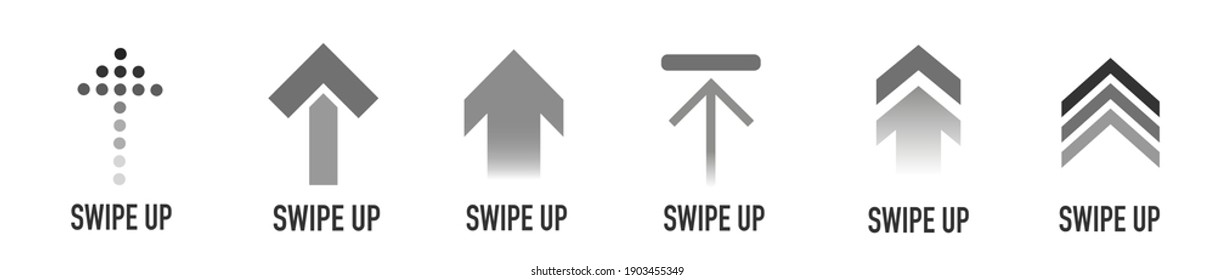 Swipe up buttons set for social media. Flat design icons isolated on white