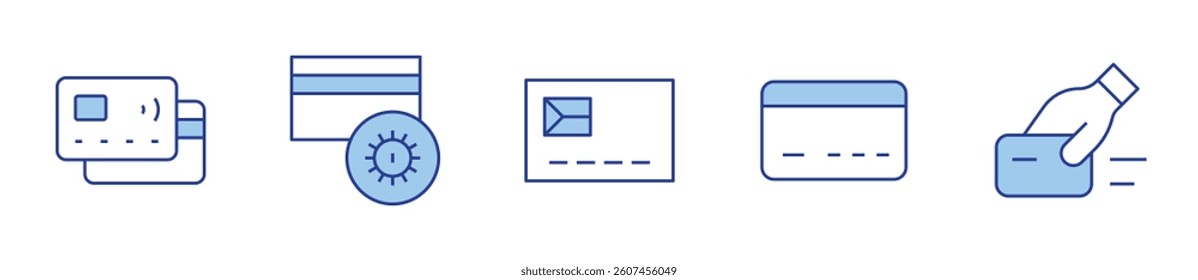 swipe card, credit card. Credit card Icon vector illustration. Line Duotone style. Editable stroke.