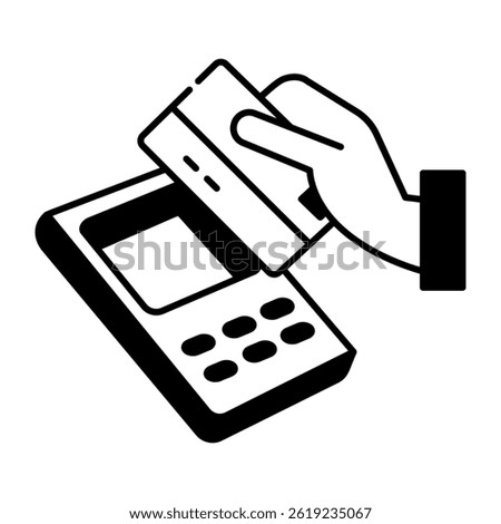 Swipe card payment icon in hand drawn style 
