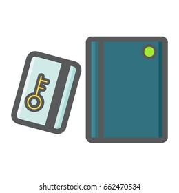 Swipe Card Reader With Keypad colorful line icon, security access and electronic lock, vector graphics a filled pattern on a white background, eps 10.