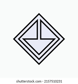Swipe Down Arrow Icon in Line Art Style. Direction, Navigate Symbol - Vector.