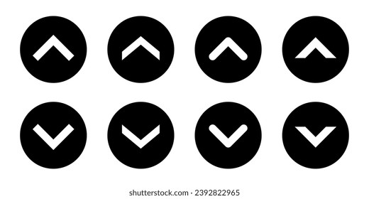 Swipe up down button icon vector in black circle