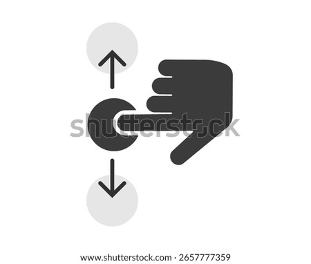 Swipe up down icon, finger hand scroll hint sign symbol pictogram simple glyph solid bold style, touchscreen gesture image