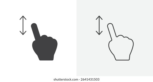 Swipe up and down icon Line graphics illustration