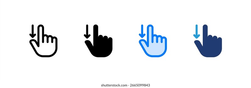 Swipe Down icon set multiple style collection. Vector illustration.