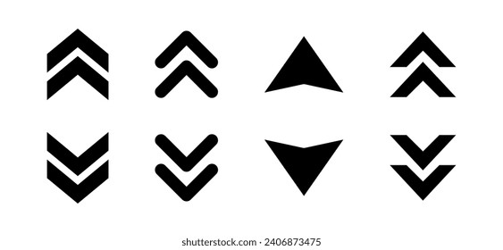 Deslizar el conjunto de iconos. vector de símbolo de flecha hacia arriba y hacia abajo