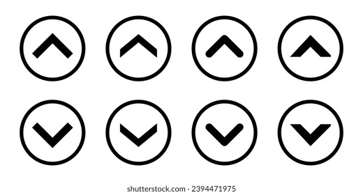 Swipe up and down icon vector on circle line. Scroll button