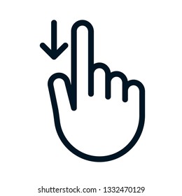 Swipe Down With Index Finger Hand Icon Outline