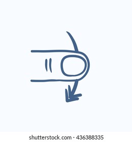 Swipe down touch screen gesture vector sketch icon isolated on background. Hand drawn Swipe touch screen gesture down icon. Swipe touch screen gesture down sketch icon for infographic, website or app.