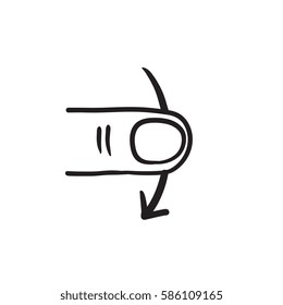 Schalten Sie das Touchscreen-Geste Vektorgrafik-Symbol einzeln auf dem Hintergrund ab. Handgezeichnete Swipe Touchscreen Geste nach unten Symbol. Schneller Touch-Screen-Geste nach unten Sketch-Symbol für Infografik, Website oder App.