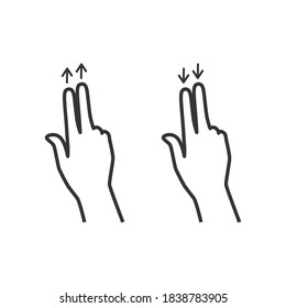Swipe down and up, gesture icon isolated. Hand sign and gesture icons set. Vector illustration.