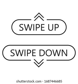 Swipe up and down user interface web element. Web site development, drop down list, navigation bar. Isolated vector button set.