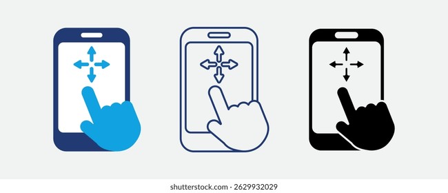 Swipe feature icon for mobile touch navigation