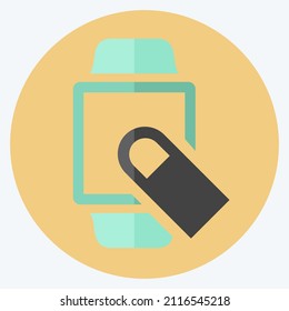 Swipe Finger Icon in trendy flat style isolated on soft blue background