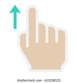 Swipe up flat icon, touch and hand gestures, mobile interface and drag up vector graphics, a colorful solid pattern on a white background, eps 10.